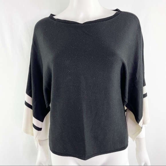 Eileen Fisher Size XXS Black Rib Knit Slit Sleeve Sweater Top Lyocell Silk Blend - Picture 5 of 10